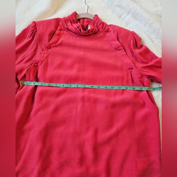 IRO Sense Button Detail Crepe De Chine Blouse Pink Mock-Neck - Picture 5 of 8